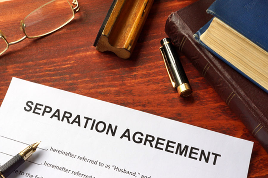Separation agreement document ready to be signed